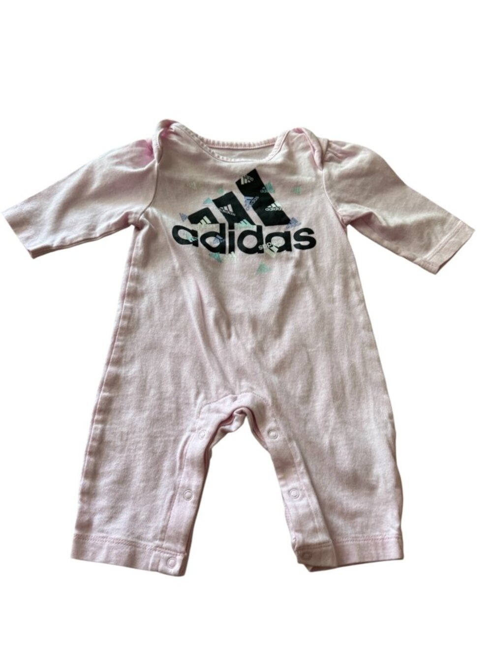 Adidas Baby Girl Romper 3 Months Pink Logo One Piece Cotton Outfit